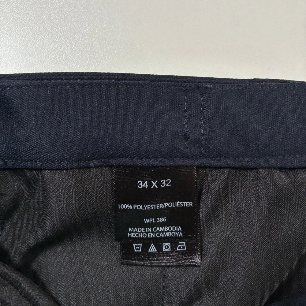 NEW Haggar Dress Pants‎ 34x32 Navy Blue Pleated Performance Comfort